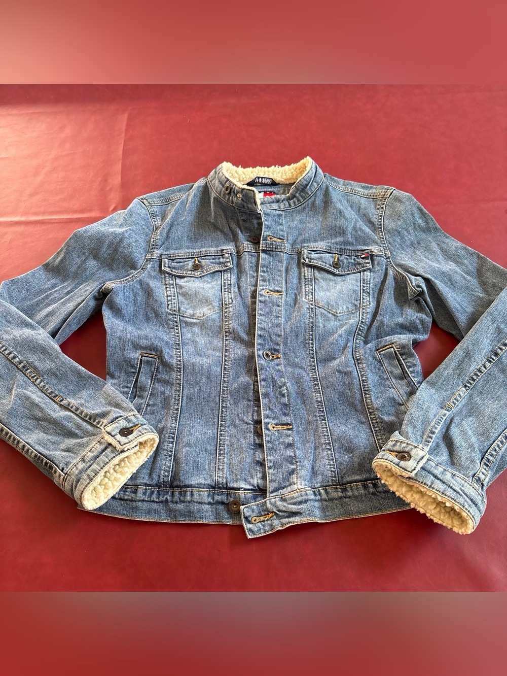 Tommy Hilfiger Light Blue Sherpa-Collar Denim Jacket